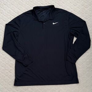 Nike Men's XL Black Long Sleeve Dri Fit Polo